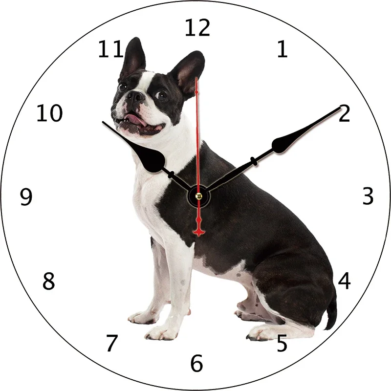 Dog Wall Clock Round Silent Clocks Wall Mounted Carfts Art Decor For Home Bedroom Living Room Office Decoration