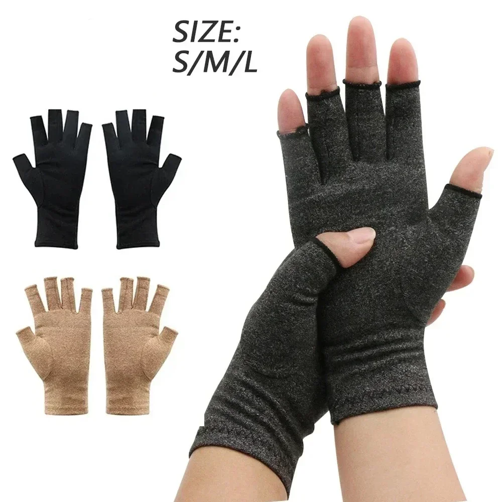 1 Pair Compression Arthritis Gloves Wrist Support Therapy Wristband Half FingerWarm The Joints Glove Pain Relief Cycling Gloves