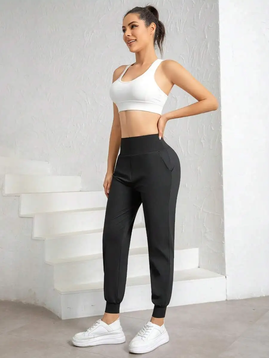 

Women High Waist Ice Silk Joggers Pants Lightweight Athletic Pants For Workout Yoga Running Black