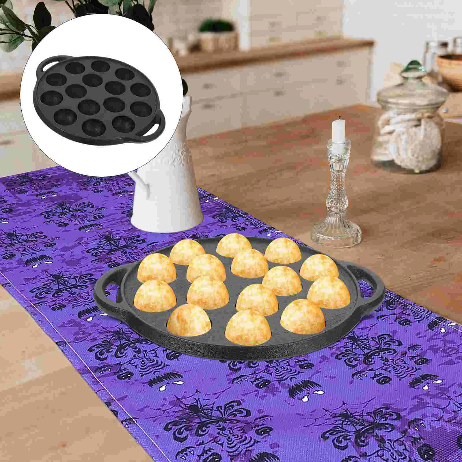 Snail Wok Household Cookware Thick Frying Pot Meatball Pans Platter Multi-purpose Iron Casting