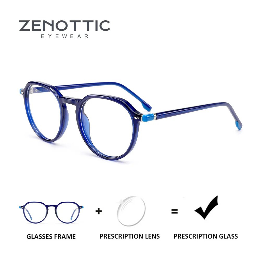 

ZENOTTIC Classic Round Prescription Glasses Women Solid Color Acetate Multifocal Myopia Lenses