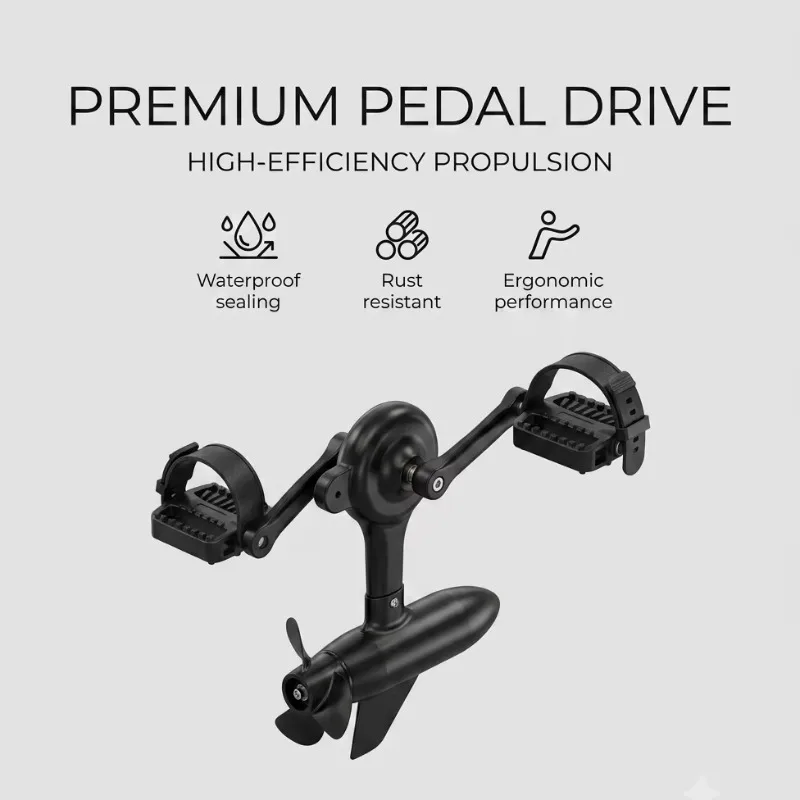 Waterproof Rustproof Black Ergonomic Kayak Canoe Foot Pedal Drive Propeller Propulsion Mechanism System