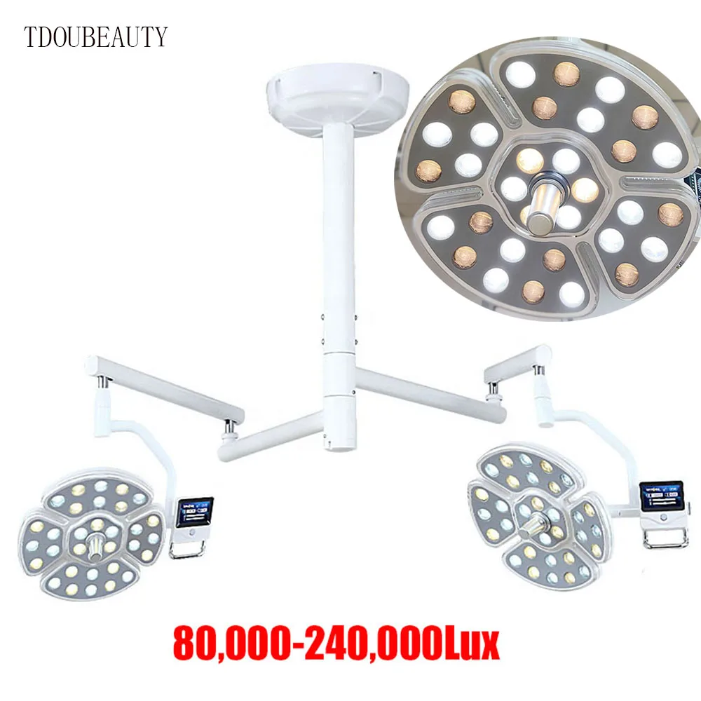 

TDOUBEAUTY Светодиодная лампа с двойной головкой, хирургическая медицинская бестеневая лампа для операционного зала для стоматологического устройства с 64 лампочками (90 В-240 В)
