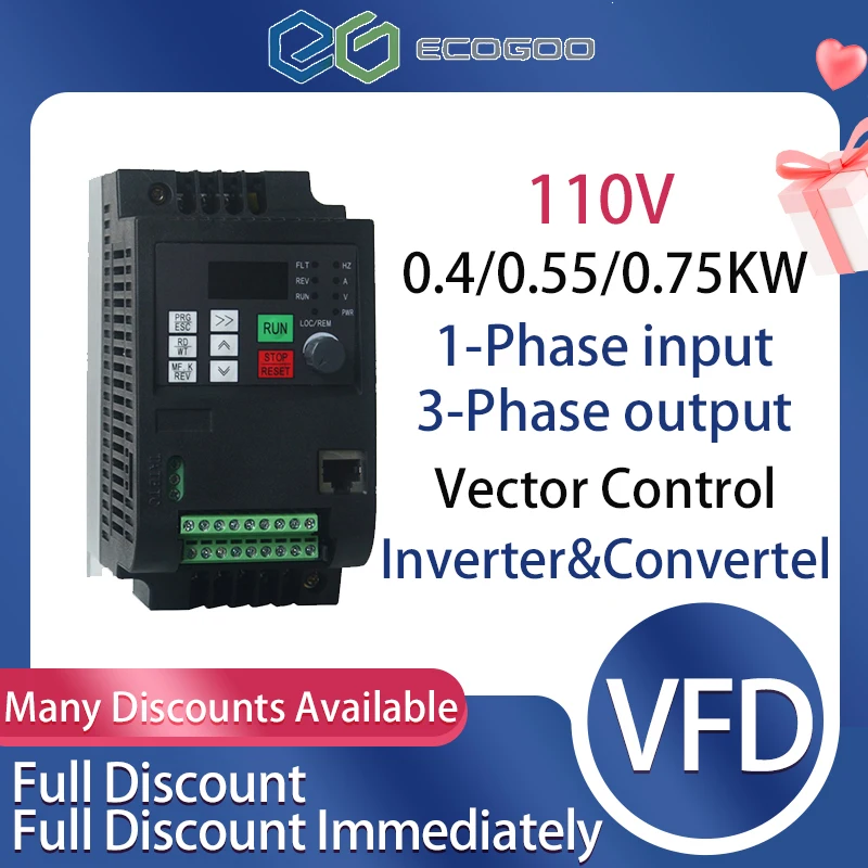 Variable Frequency Drive 110V Single Phase Input Three Phase Output 0.4kw-7.5kw Industrial Control Equipment