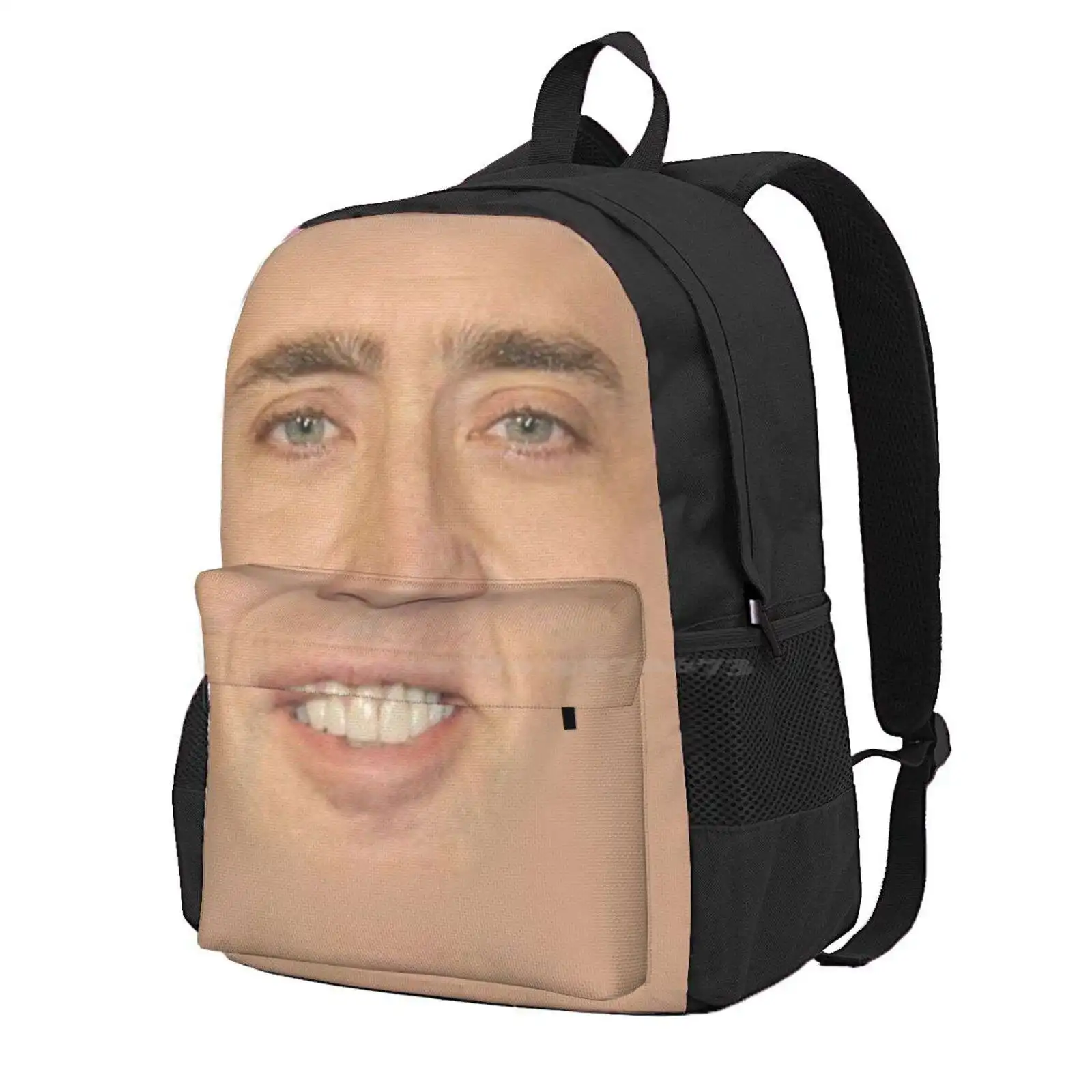 Nicholas Cage Face Pattern Hot Sale Schoolbag Backpack Fashion Bags Nicholas Cage Nickolas Pattern Face Funny Comedy Celebrity