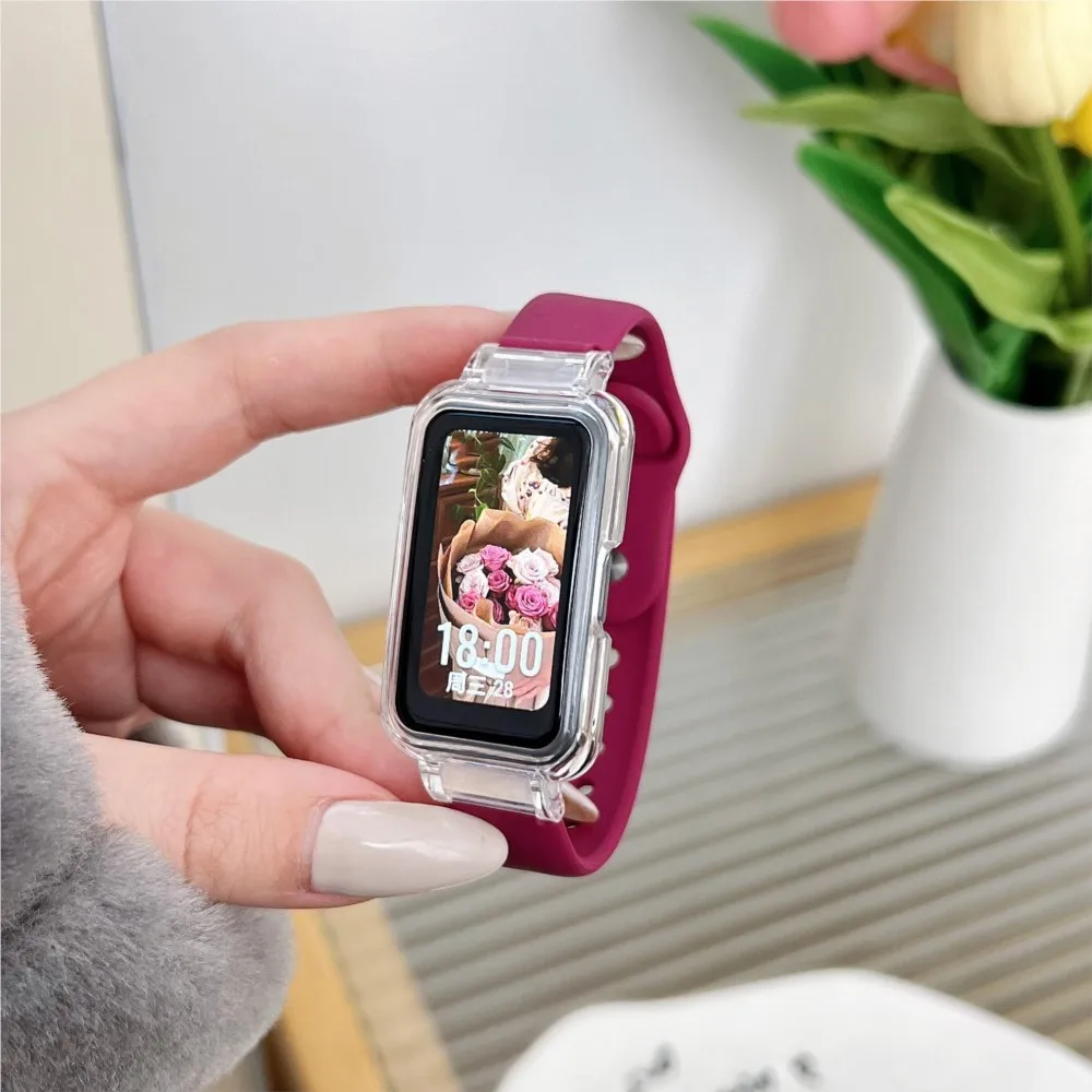 Прозрачный чехол + ремешок для Huawei Band 9 10 8, аксессуары NFC, спортивный силиконовый ремешок для часов, браслеты correa для Huawei Band 10