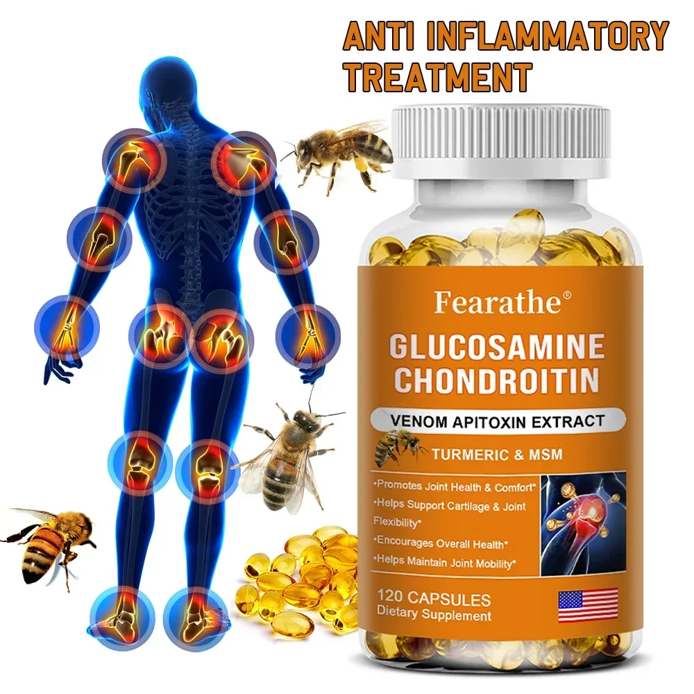 Glucosamine Chondroitin Turmeric and MSM - with Venom Bee Venom Extract, Bone, Joint and Cartilage Capsules