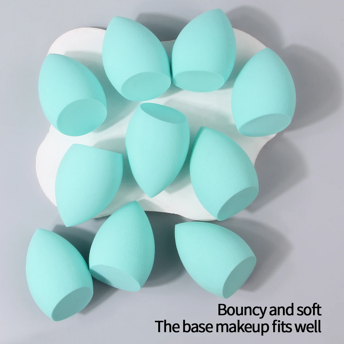 10 قطع من بيضة التجميل الاحترافية، فائقة النعومة، كبيرة، منتفخة مسحوق إسفنجية مقطوعة مائلة، أداة مكياج خاصة لسائل الأساس