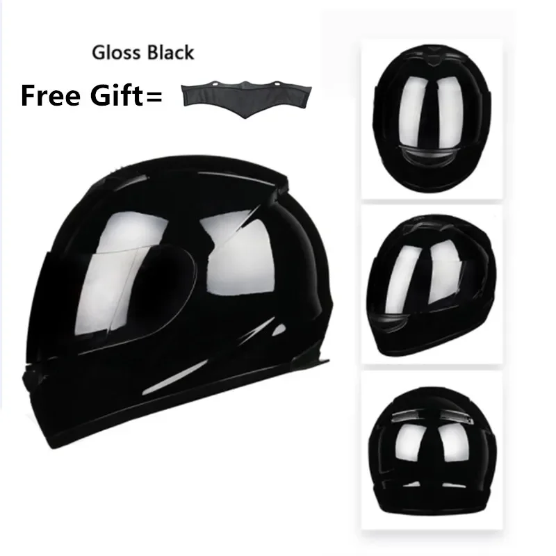 New Fashion Motorcycle Helmet Full Face  Motorcycle For Men Women With Neckerchief Matte Black M L Xxl 63 64cm