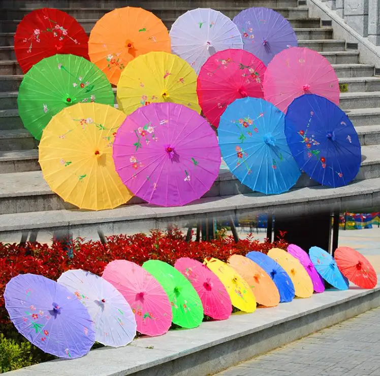 

50pcs Chinese art umbrella hand-painted flower design bamboo frame silk parasol for bride & bridemaid SN4149