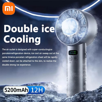 Xiaomi Portable Mini Handheld Fan LED Display Semiconductor Refrigeration 100 Wind Speed ​​USB Rechargeable Battery Outdoor Fan