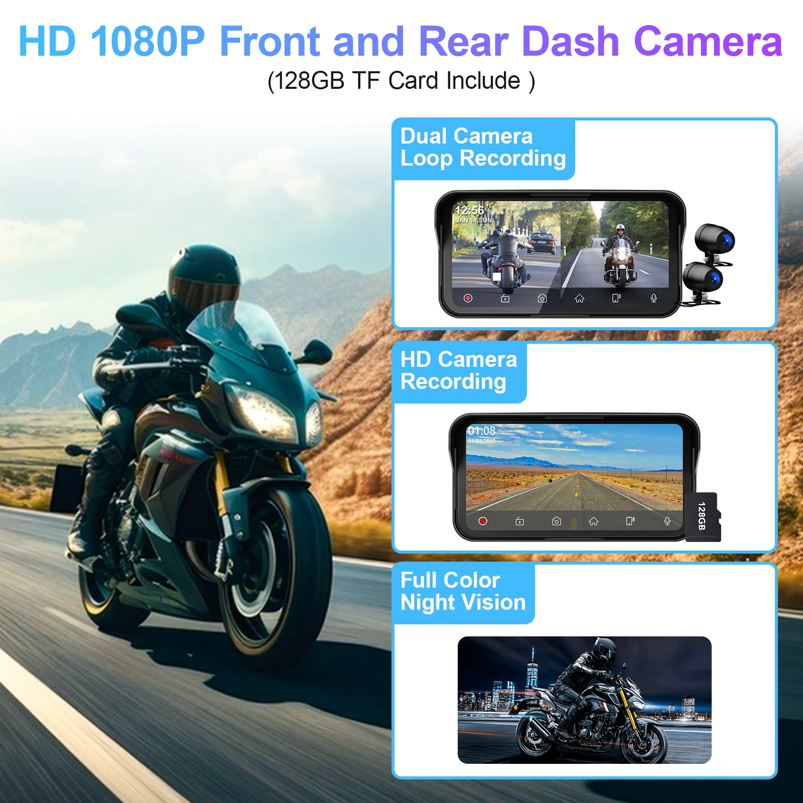 Navigazione GPS da 6,25 pollici portatile digitale wireless CarPlay Moto Android Auto moto cruscotto display monitor schermo DVR TP