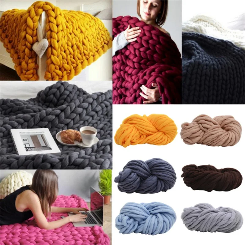 250G Super Big Wool Yarn Thick Edge Knitting Super Soft Wool Yarn DIY Handmade Knitted Hat Blanket Scarf Socks for Carpet Hats