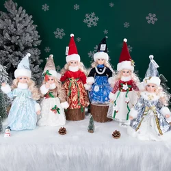 Standing Snow Maiden Dolls Figures Animated Fabric Russian Holiday Collection Blue Snow Maiden Toys For Christmas Decorations