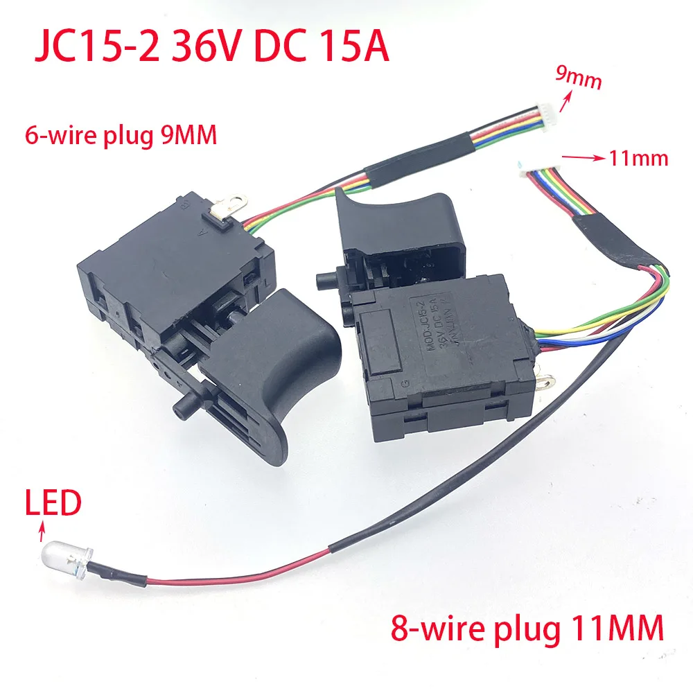 Cordless Electric Drill Dustproof Speed Control Push Button Trigger Switch MOD JC15-2 36V DC 15A 9mm 11mm Lithium drill Switch