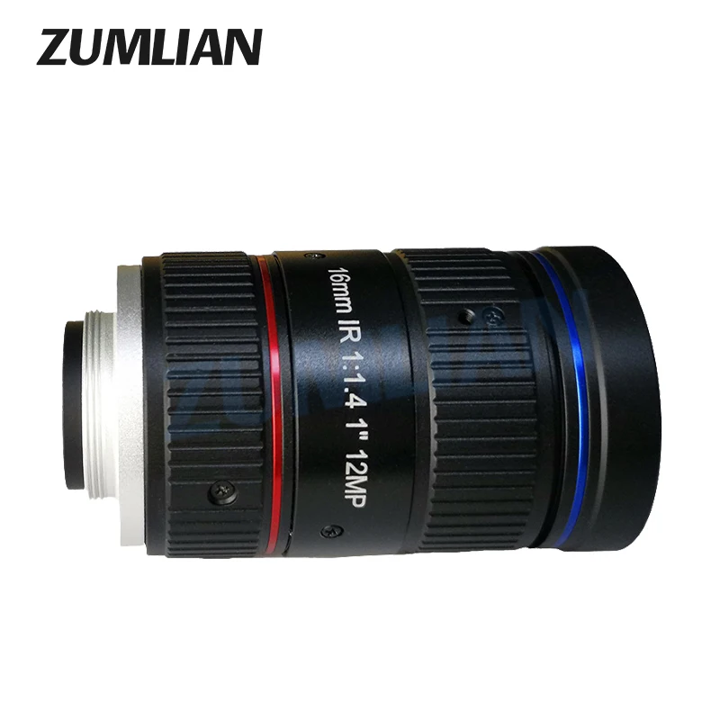 ZUMLIAN ITS IR Lens F1.4 Big Aperture 16mm Fixed Focus Lens 1 Inch Sensor Size C-Mount for Surveillance Camera