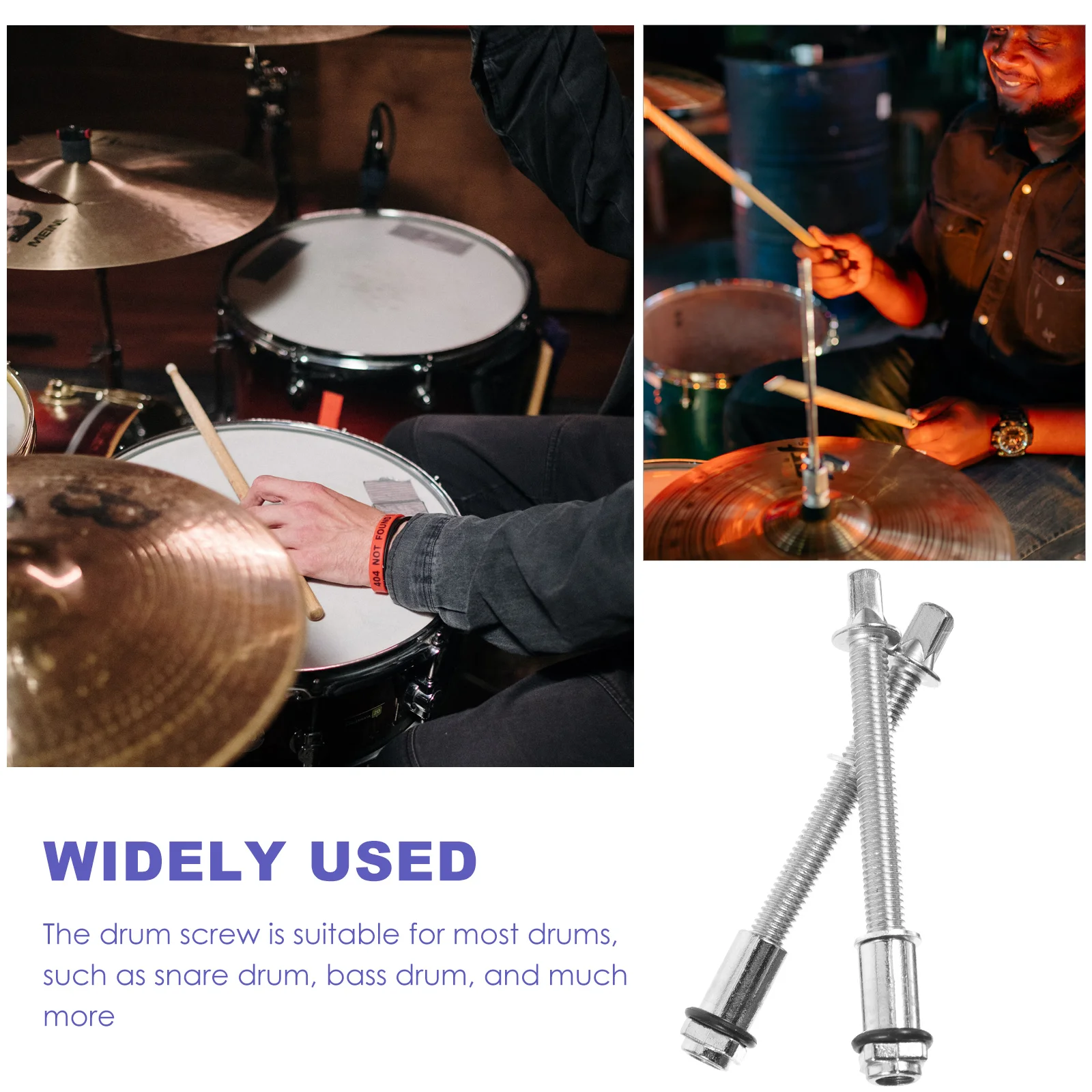 

6 Pcs Rods Drum Screw Fittings Accessories Percussion Instrument Hardware Silver Metal Lug Screws