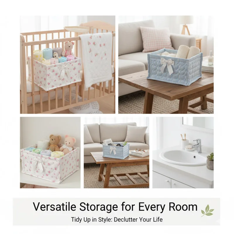 

Korean Quilted Storage Basket Cute Storage Frame Square Y2K Storage Basket Desktop Organizer Storage Basket Home Decoration New