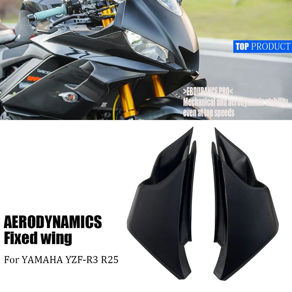 

For YAMAHA YZF-R3 YZFR3 yzf r3 2019-2023 front fairing small wing aerodynamic wing shell protection kit spoiler