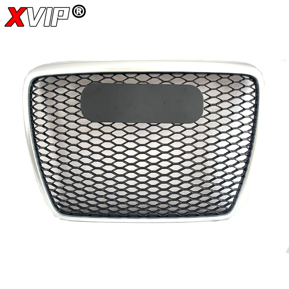 XVIP Matte Silver Trim Grill RS Style Front Bumper Grille Fit For Audi A6 S6 C6 2005-2011 To RS6 Style High Quality Upper Grille