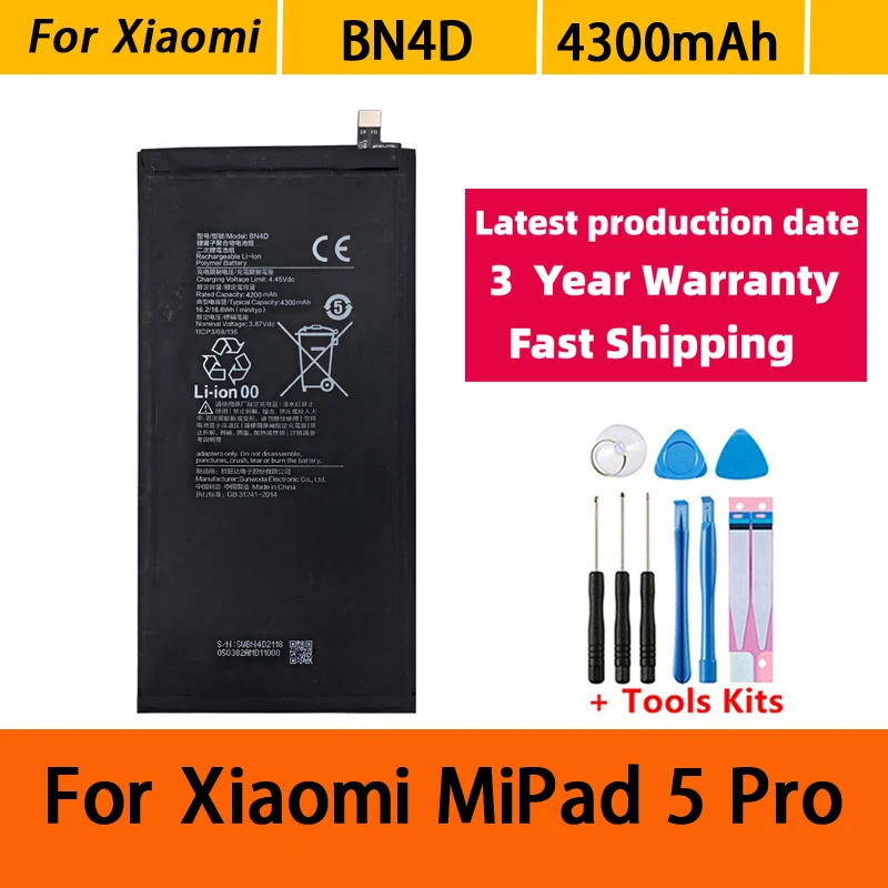 BN4D 4300mAh Battery For Xiaomi Mipad Mi Pad 5 Pro Mobile Phone  Replacement Batteries Bateria Batterij+Tools
