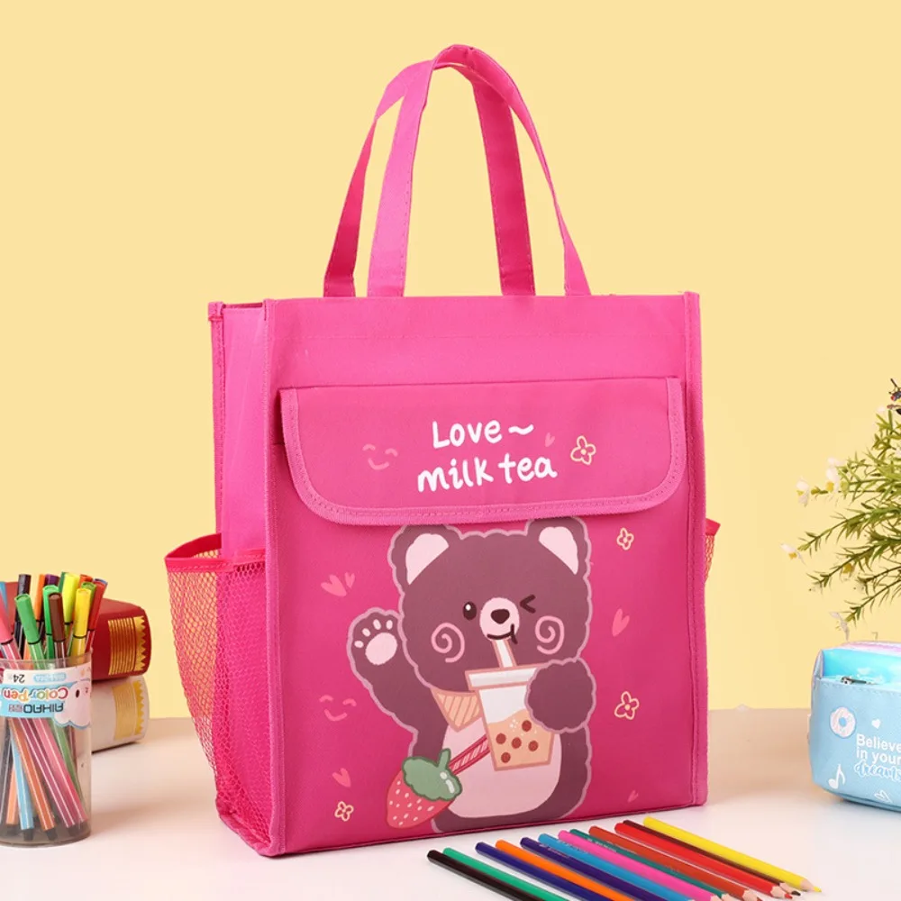 Bolso de mano de gran capacidad para escuela y oficina, Bolsa Escolar de 3 capas con dibujo de oso, alta calidad, A4, gran oferta