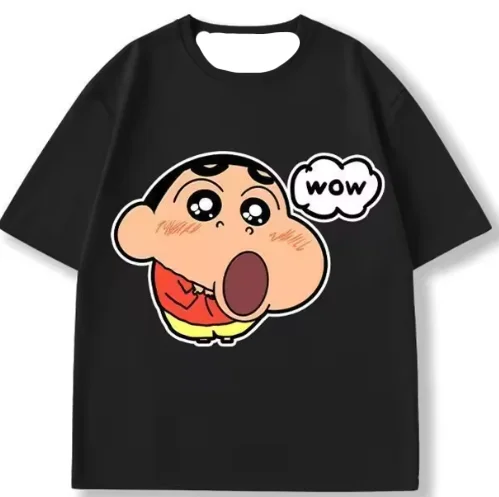 Wow Surprised Face Crayon Shin Chan Anime Graphic Tshirt Aesthetic Harajuku Street Style Loose Casual Unisex Daily Wear