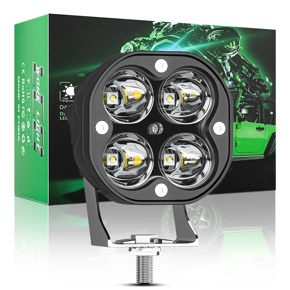 4개 작업등 LED 자동차 전면 안개등 12V 24V 트럭 SUV 4X4 4WD 엔지니어링 헤드라이트 오프로드 LED 사각 헤드램프 9-80V