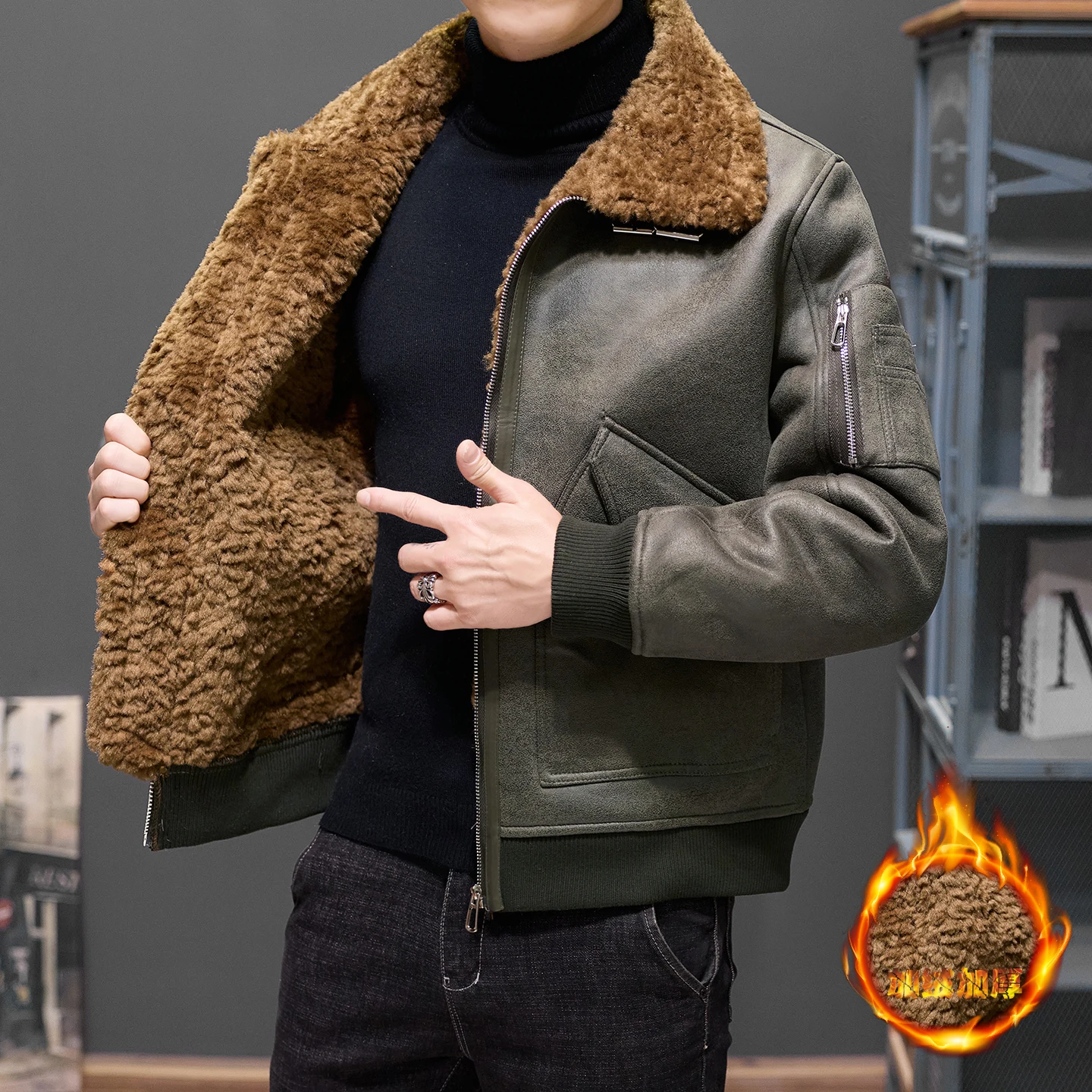 Cappotto invernale monopezzo in pelliccia di alta qualità per uomo, pecorelle alla moda, pelliccia riccia naturale ispessita e copertura esterna in pelliccia di pile