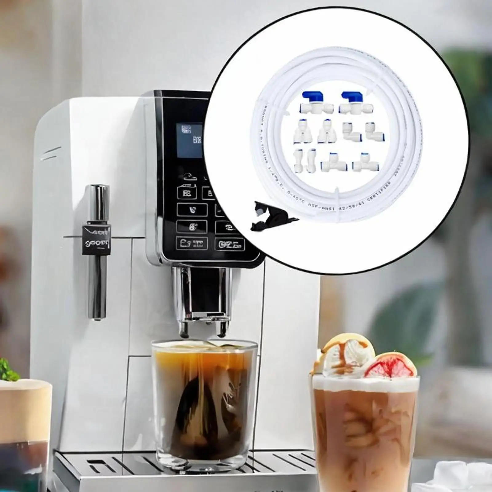 مجموعة خط مياه الثلاجة، موزع مياه PE، متعدد الأغراض، سهل التركيب، آلة صنع الثلج، تركيبات توصيل سريعة مع مخرج 1/4