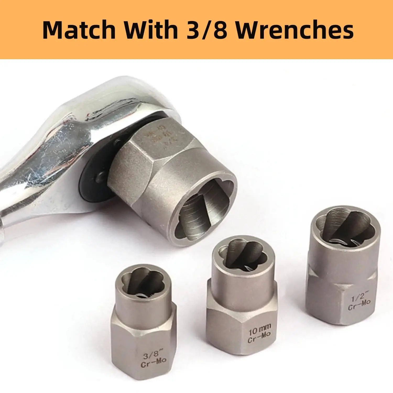 Kit estrattore bulloni Rafford da 14 pezzi: set di bussole per dadi di trasmissione da 1/4"-3/8", rimuove bulloni/turce danneggiati/ruggini/rotondati + adattatore esagonale