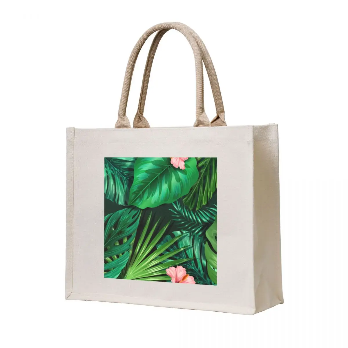 

Realistic Tropical Fest Flower Tote Bag large tote bag canvas bags Shopper bag supermarket folding