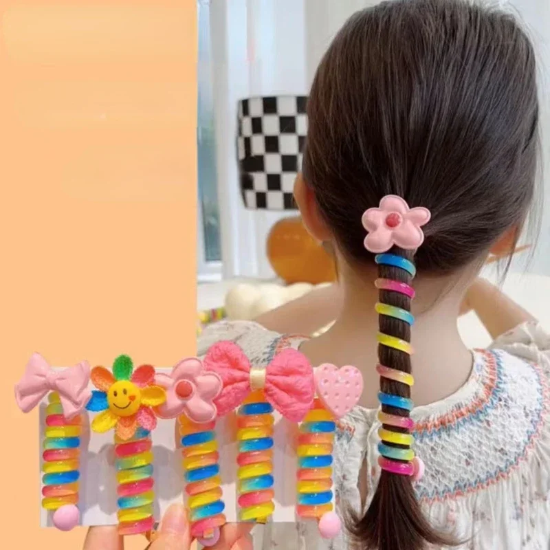 Children Dopamine Girls Jelly Color Ponytail Elastic Hair Bands Rubber Tie Bundle Scrunchies Telephone Wire Kids Accessories