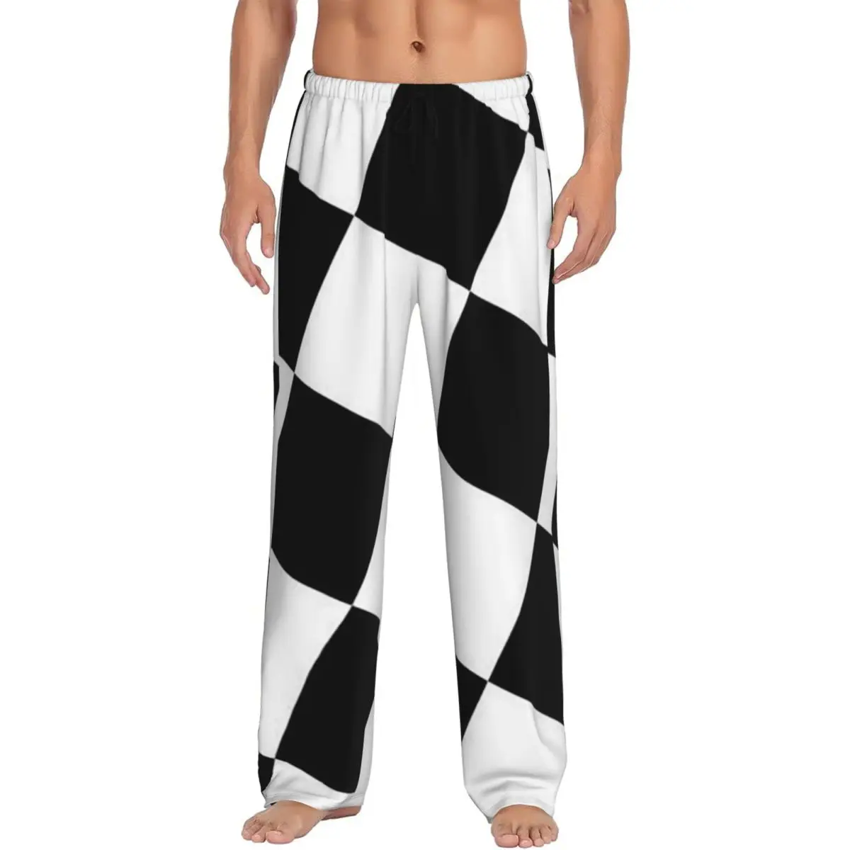 Custom Checkered Squares Printing Pajama Pants Men Sleepwear Sleep Lounge Bottoms with Pockets