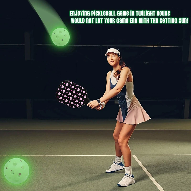 LED Light Up Pickleball Balls,Glow In The Dark Pickleball,Pickleball Gifts For Men And Women,Outdoor Pickleball Balls Play