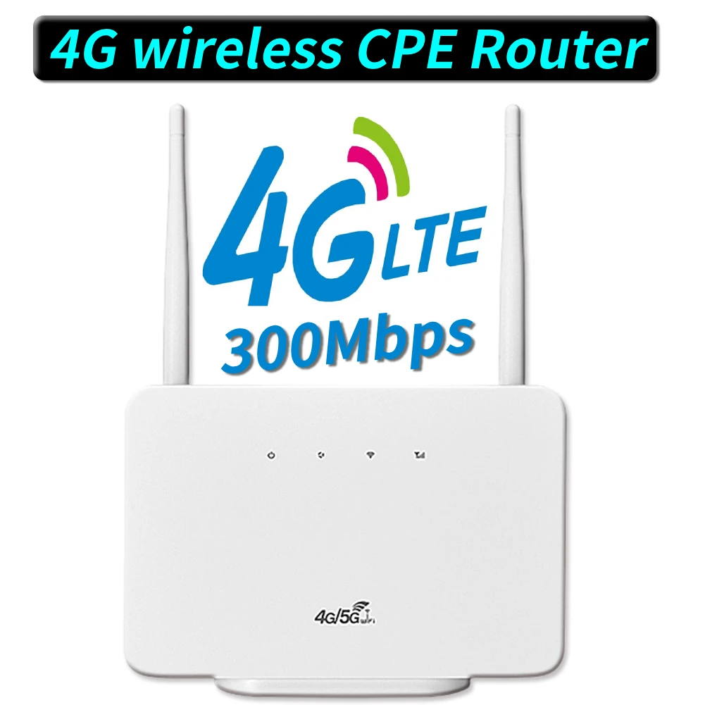 

4G Wireless Router 300Mbps 4G LTE CPE Router Modem External Antenna with Sim Card Slot EU Plug for Home Travel Work