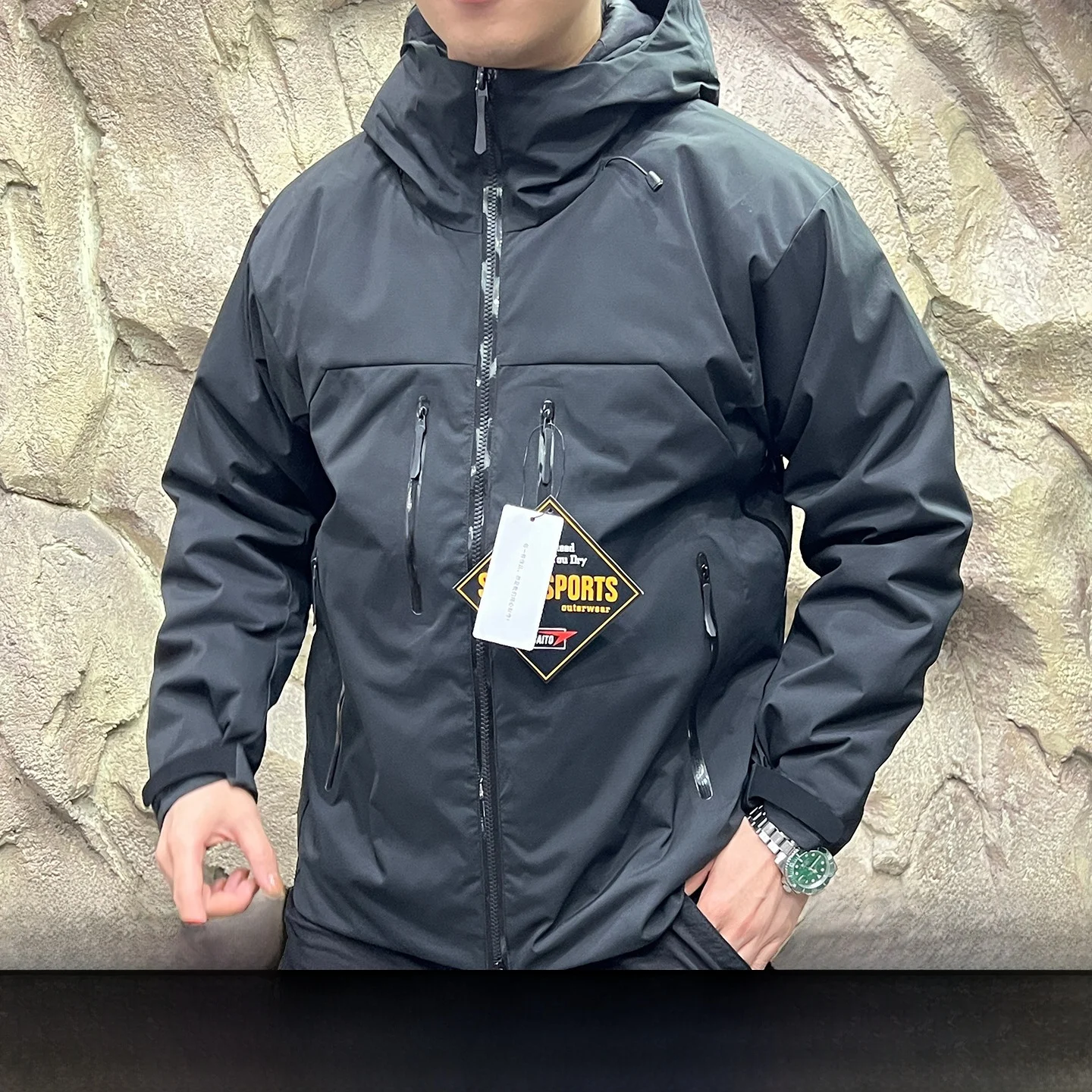 

Alfa Climbing Series Waterproof Windproof Cotton Jaet Youth Faion Stand Fit Long Sve Hooded Coat Men's Women's