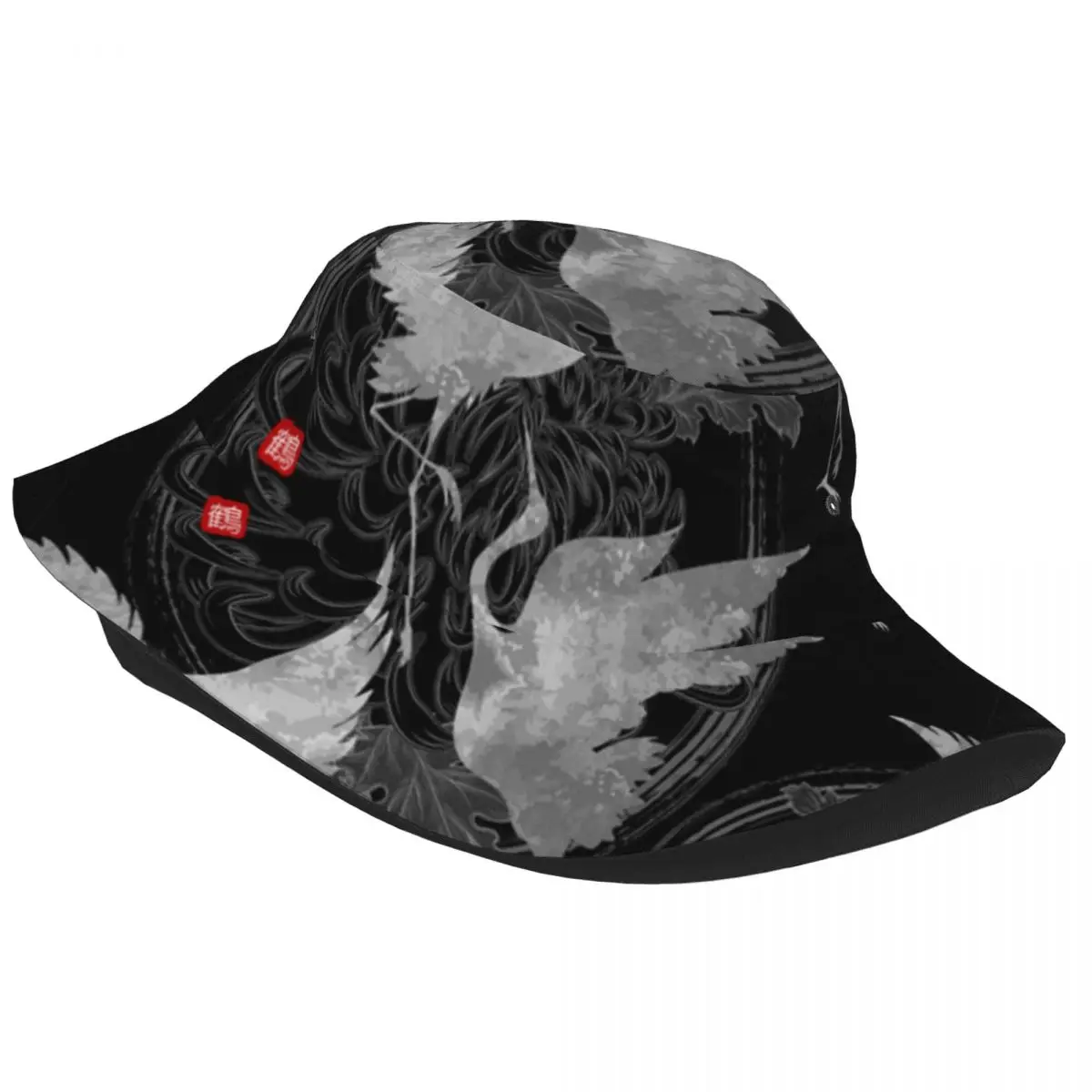 Bucket Bob Cap Hip Hop Gorros Cranes Tanajura With Japanese Hieroglyphs Panama Cap Beach Sun Fishing Hat