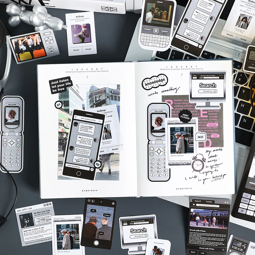 8Packs/Lot Informatie Cocons Serie Retro Bericht Zelfklevende Zelfklevende Sticker