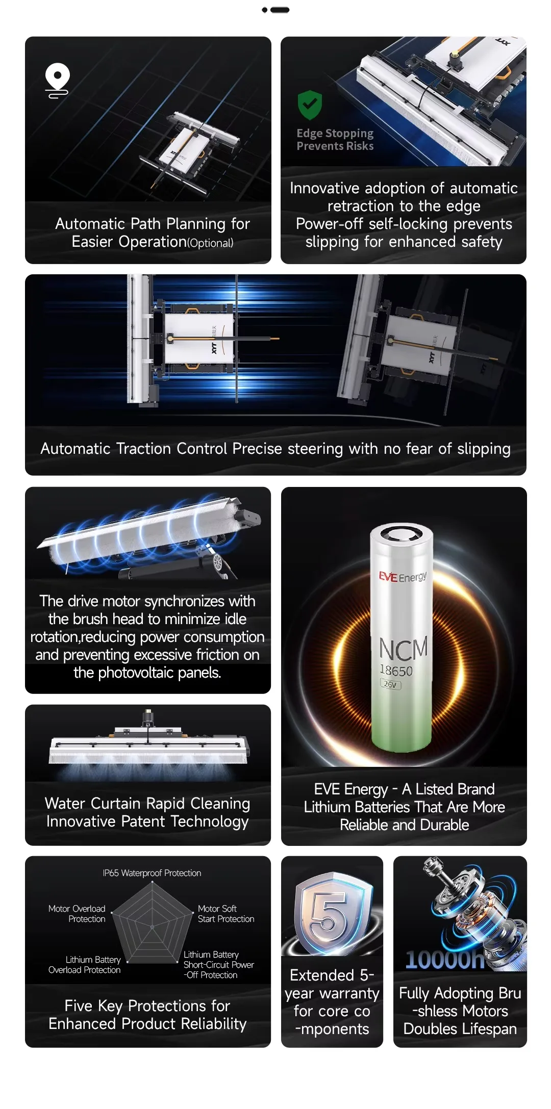 X7 Intelligent Automatic Solar Panel Washing Cleaning Robot Maintenance Equipment