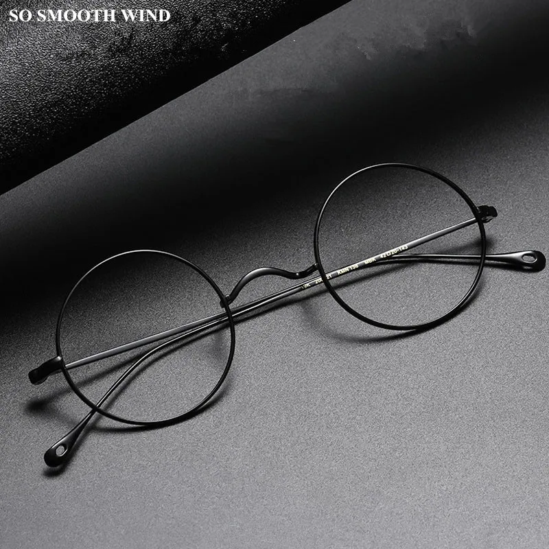 Japanese Brand Handmade Glasses Frame Small Round Titanium Ultra-light Eyeglasses Men Women Retro Thin Spectacles Eyewear KMN136