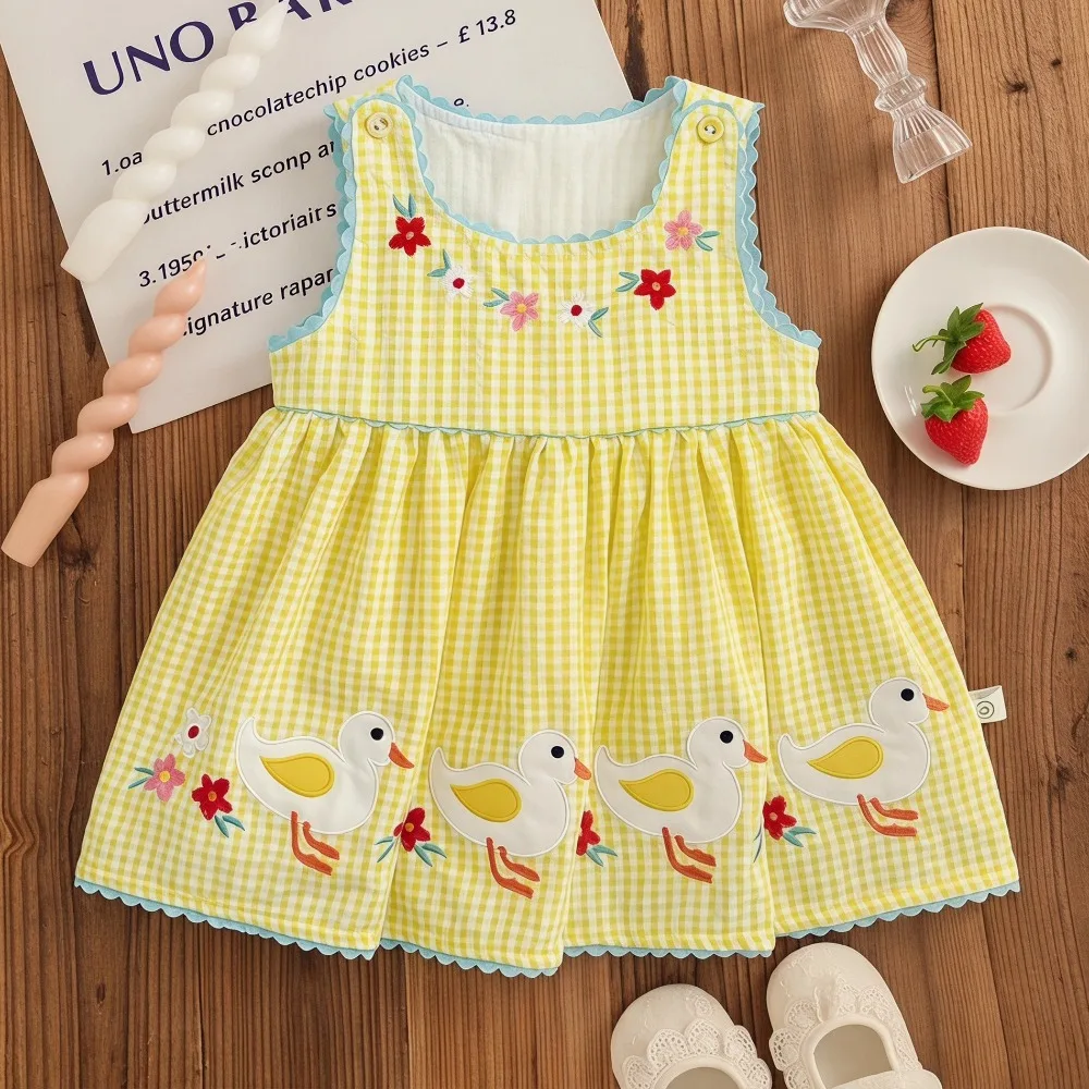Baby Girl Dress Summer Cute Animal Embroidery Toddler(0-3years)Dress Comfy Cotton Baby Kids Sundress Casual Dress New Arrival