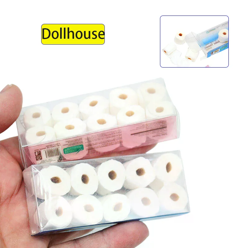 1Bag 1/12 Dollhouse Mini Paper Towel Roll Model Dollhouse Toilet Tissue Decoration Dolls House Bathroom Decor Accessories