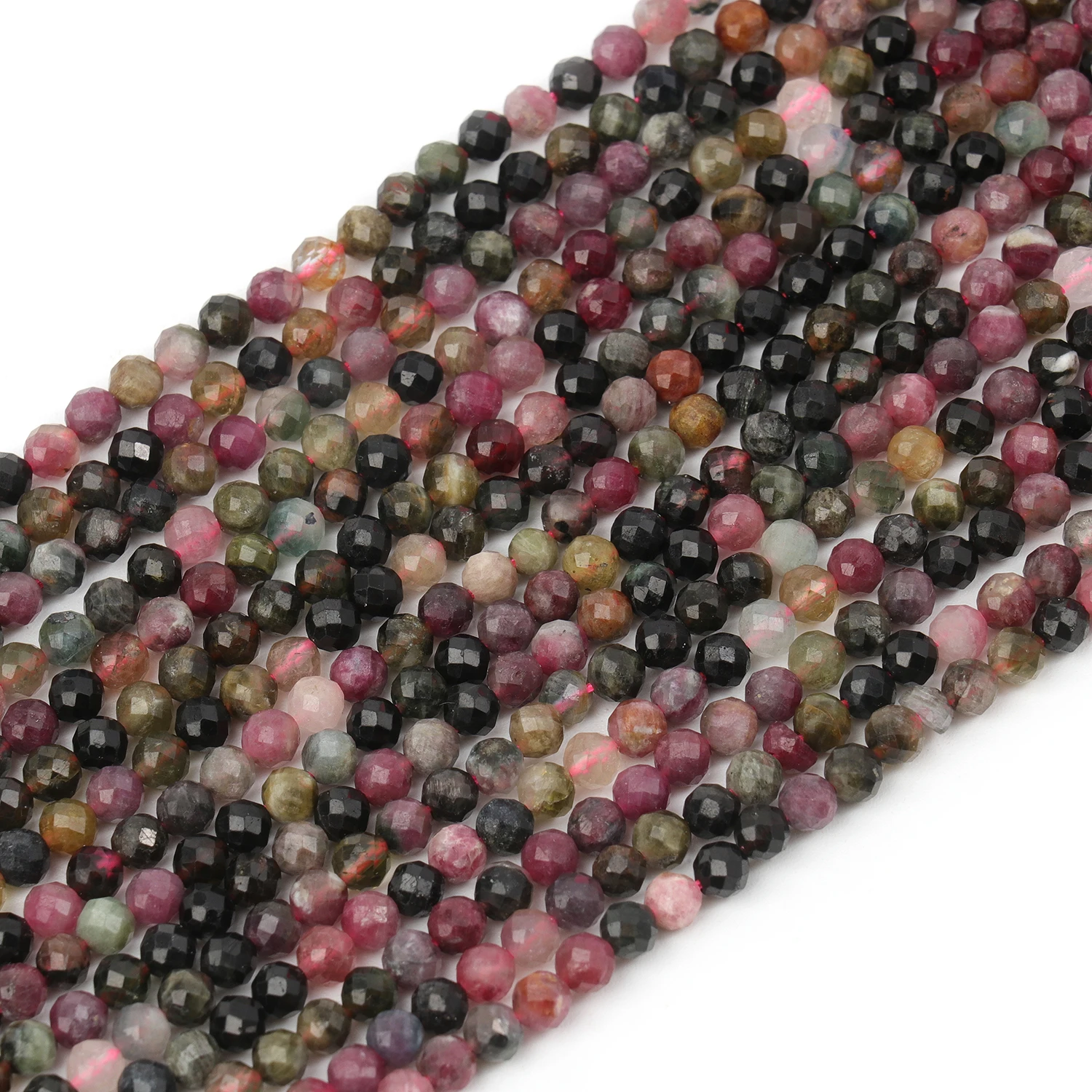 Großhandel Facettierte 2 3 4mm Naturstein Bunte Turmalin-Perlen Runde Kleine Lose Perlen für Schmuckherstellung DIY Armbänder – Detail 2