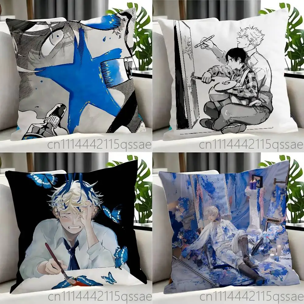 B-Blue P-Period Single Throw Pillow Case Cover Sofa Cushion Home Room Decor