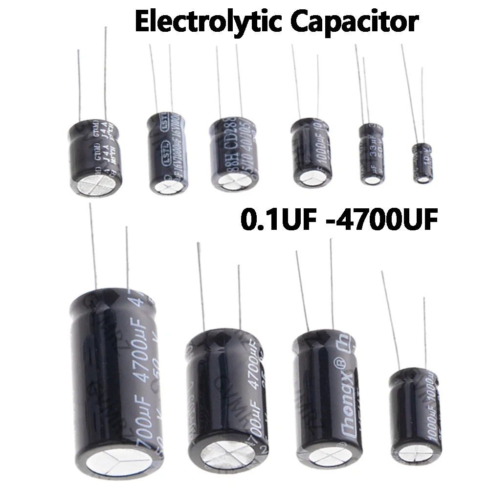 10V 16V 6.3V 1UF 2.2UF 4.7UF 10UF Electrolytic Capacitor 1000UF 22UF 33UF 47UF 470UF 100UF 220UF 25V 35V 50V
