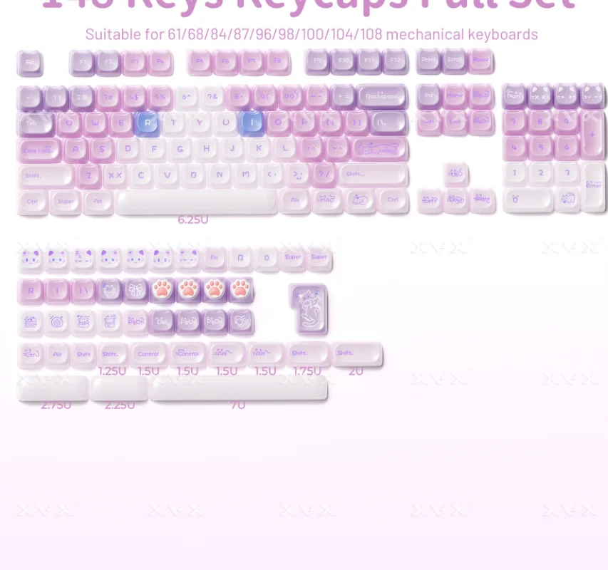 

Candy Cat Keycap Lovely Style Girls Custom Mechanical Magnetic Axis Keycap Fit Fendai Cat 98 104 Keyboard