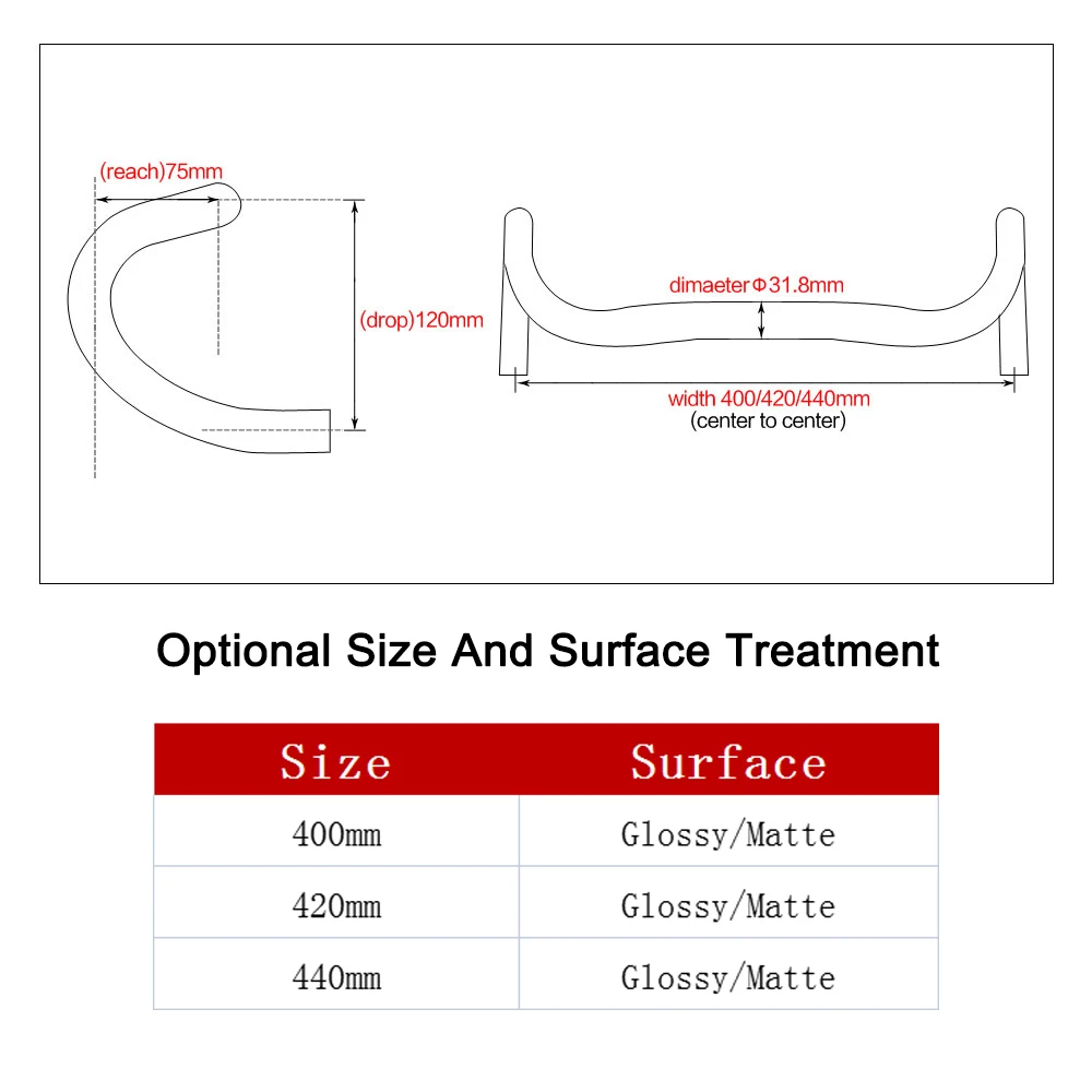 High Quality Road Carbon Racing Bike Handlebar Diameter 31.8mm Carbon Integrated Handlebar For Carbon Bicycle