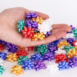 90pcs/3cm Colorful Bows Gift Box Knot Ribbon Decoration Christmas Birthday Party Wedding Gift Packaging Star Self-adhesive DIY