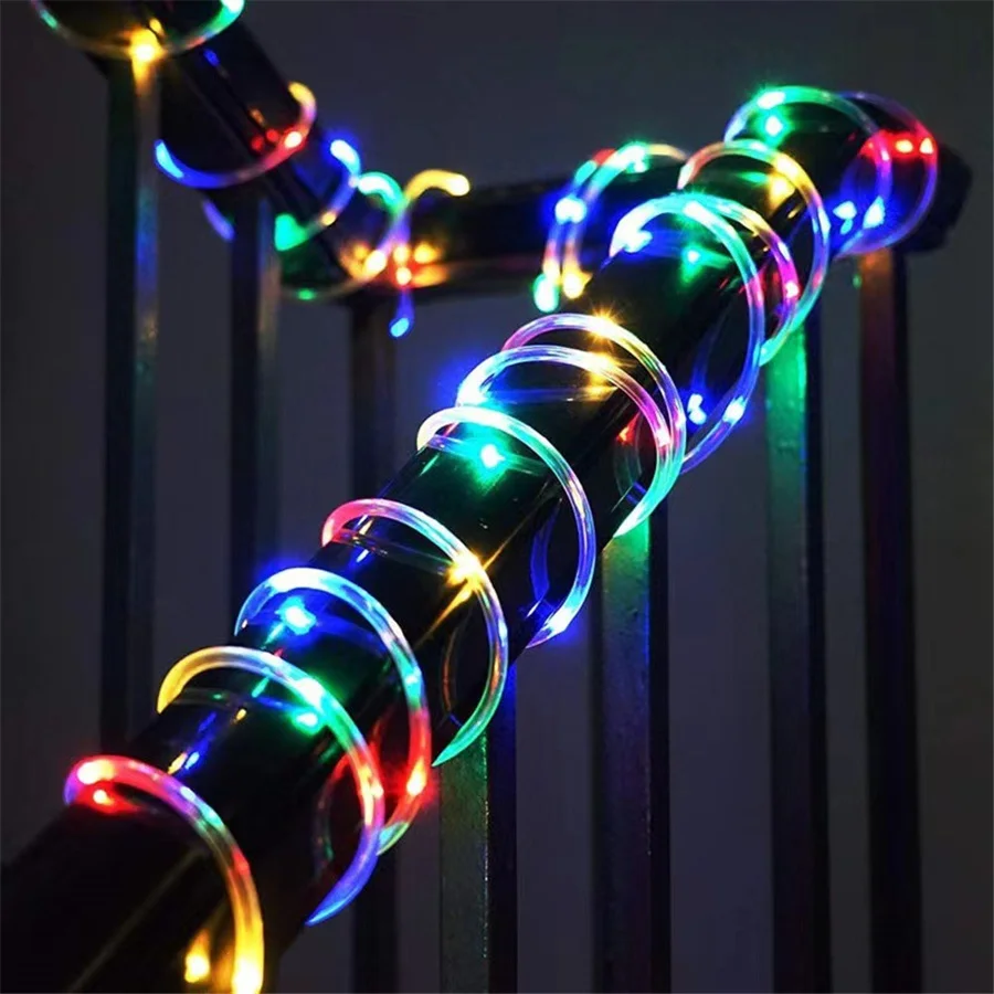 Guirnalda de luces de hadas navideñas para exteriores, tubo de cuerda impermeable, 8 modos, 30M, 300LED, decoración para el hogar, jardín, fiesta de boda